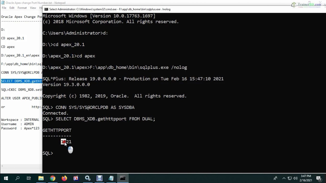 check oracle apex port check oracle apex port