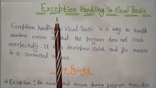 Exception Handling in Visual Basic || Visual Basic