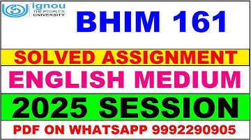 BHIM 161 solved assignment 2025 in English || bhim 161 solved assignment 2025 || ignou bhim161 2025