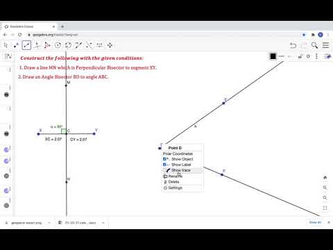 How to draw a Perpendicular and Angle Bisector Using Geogebra