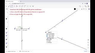 How to draw a Perpendicular and Angle Bisector Using Geogebra