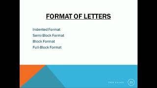 Format of letters,  Blocka and Semi Block