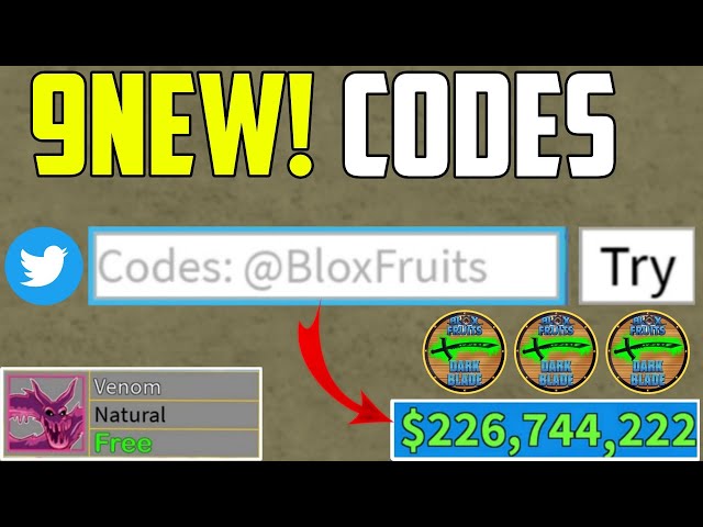 NOVO CODIGO *VENOM E YORU* GRATIS $222,222,77 no BLOX FRUITS (Blox fruits  codigos)ROBLOX 