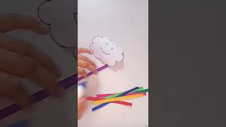 easy way to make paper cloud with rainbow for kids ☁️🌈#viralvideo #trendingshorts #edit