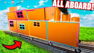 Working 2 Story BOX FORT TRAIN! Escaping Bandits THE MOVIE (2 DAY ADVENTURE)