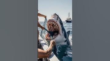 POV:Shark attacks fishing boat, amazing scene #shark #attack #ocean #deepseafishing #fishing #pov#ai