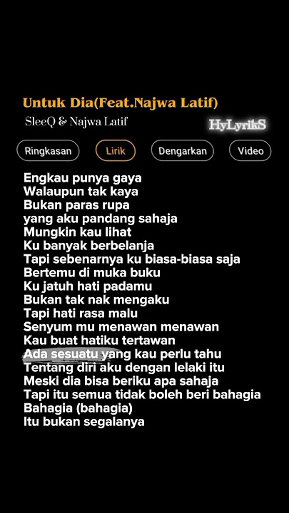 Lirik Lagu Untuk Dia(Feat.Najwa Latif)-SleeQ &Najwa Latif