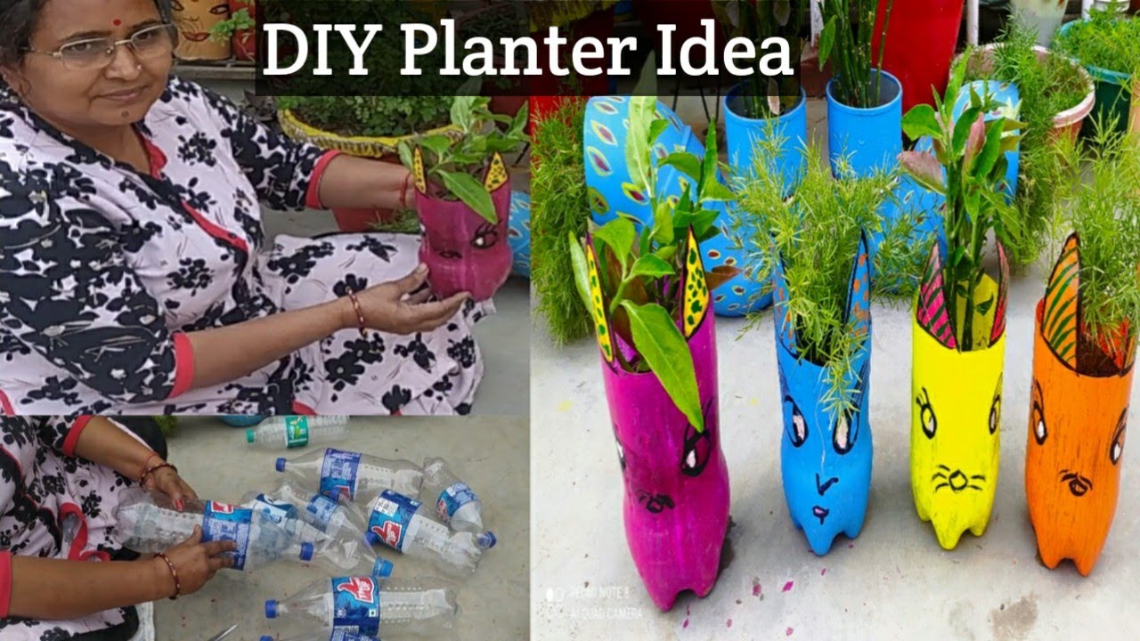 Recycle Plastic Bottles into Beautiful planter // DIY plastic bottles planter // DIY garden