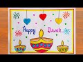 Diwali card drawing easy steps  how to make happy diwali greeting card easy ideas  diwali drawing