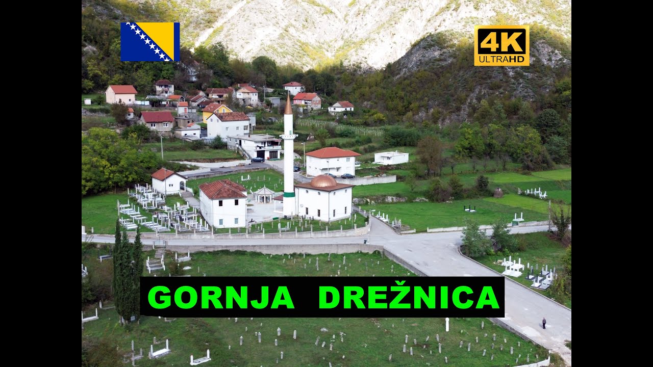 Rijeka Drežanka i selo Drežnica. Hercegovački raj. 4K dron.