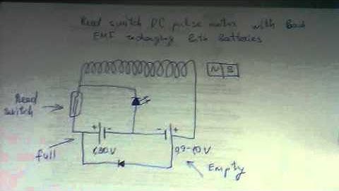 Reed switch DC pulse motor with back EMF recharging both batteries
