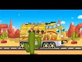 Washing and Coloring a Cheerful Bright Yellow Locomotive Train