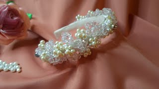 How 🤔 ❓️ to make a bridal headband with crystals and pearls #hairaccessories #bridal #handmade