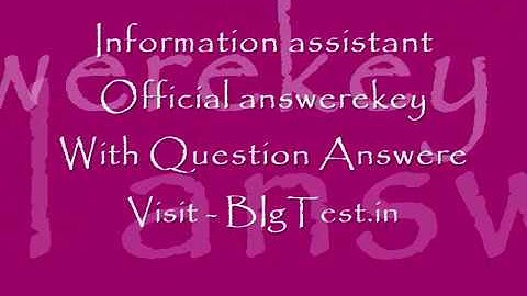 IA Information Assistant Answerekey  With Question answere