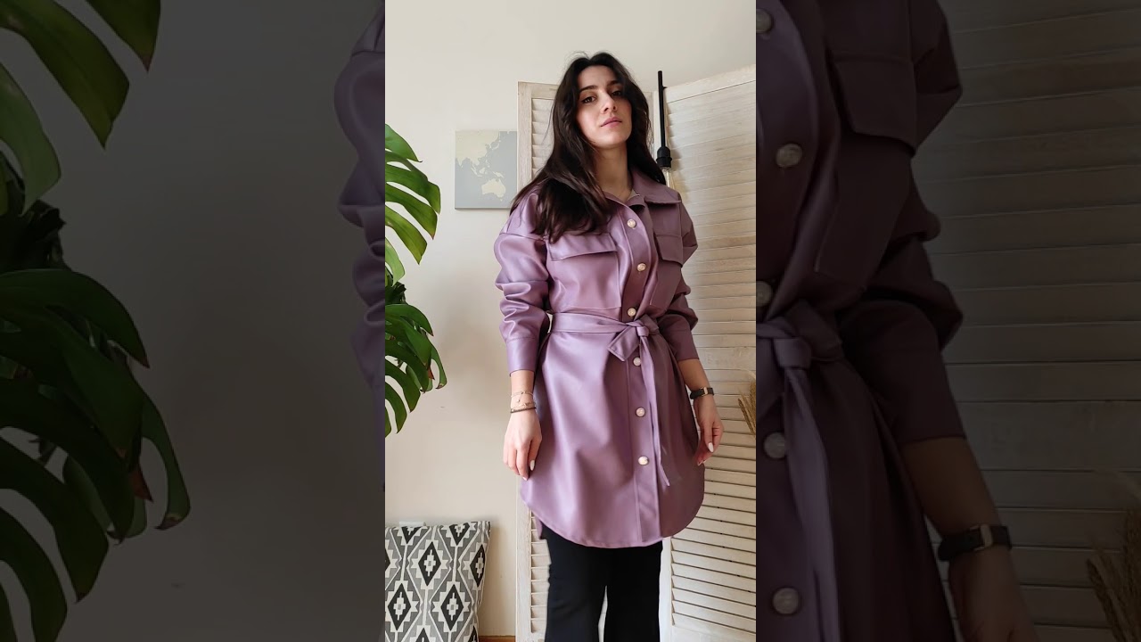 Faux leather shirt dress