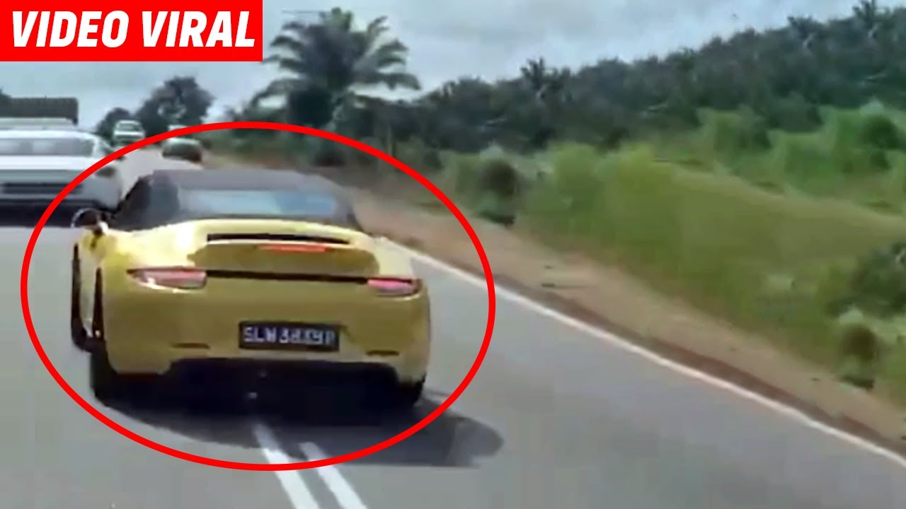 Kereta Porsche selambe buat Kancil hampir terbabas