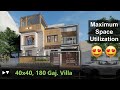 40x40 house design villa  3d walkthrough  max space utilization  home decor ideas  home tour