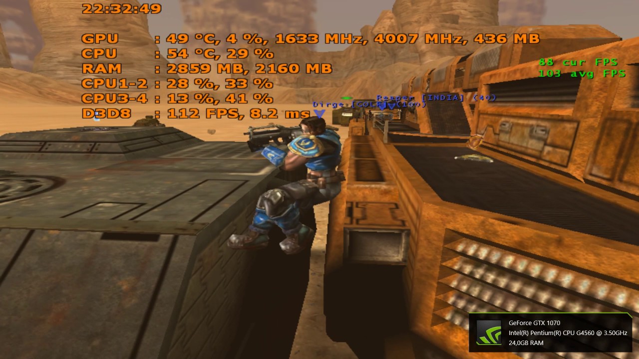UT2004 demo Pentium G4560 singlecore benchmark