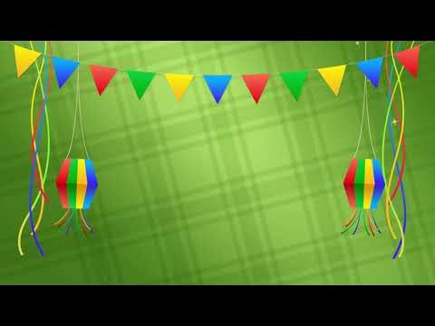 Festa Junina Xadrez Bandeiras e Balão 4K, Fundo Animado para Vídeo