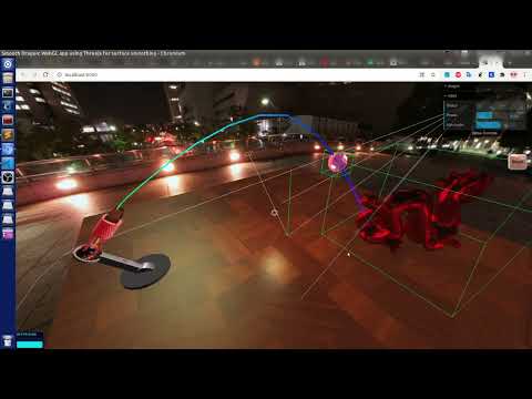 Smooth Dragon - WebGL app using ThreeJS: skybox and reflections, UI, aabb collider, particles system