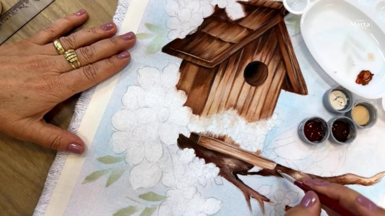 Como Pintar Casinha romantica com Passarinhos- Clube Pintando Sonhos-  LIVE 76