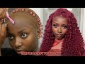 SIMPLE &amp; EASY TO FOLLOW BALD CAP METHOD + 99j Burgundy Frontal Wig Install | West Kiss Hair Tutorial