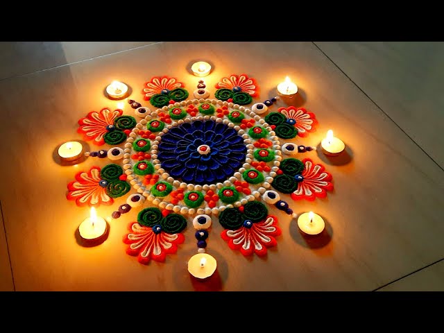 Simple Diwali Rangoli, Easy दिवाली,लक्ष्मीपूजन,धनत्रयोदशी rangoli design, Rangoli  colors, RanuArt