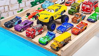 Disney Pixar ☆ Various Cars miniature cars roll down a colorful slope and fall into the water!