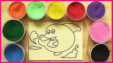 Đồ chơi TÔ MÀU TRANH CÁT HÌNH CÁ HEO - Colored sand paiting dolphin (Chim Xinh)