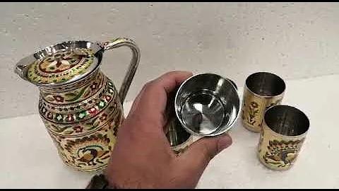 Set of Meenakari work  Jug and 6 glasses
