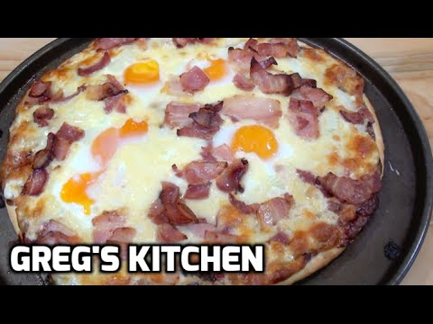 BACON AND EGG PIZZA RECIPE - How To - Greg's Kitchen