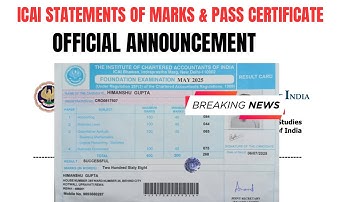 ICAI Statements of Marks & Pass Certificate 