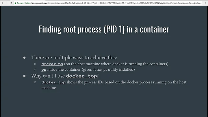 Finding root process PID 1 in a container