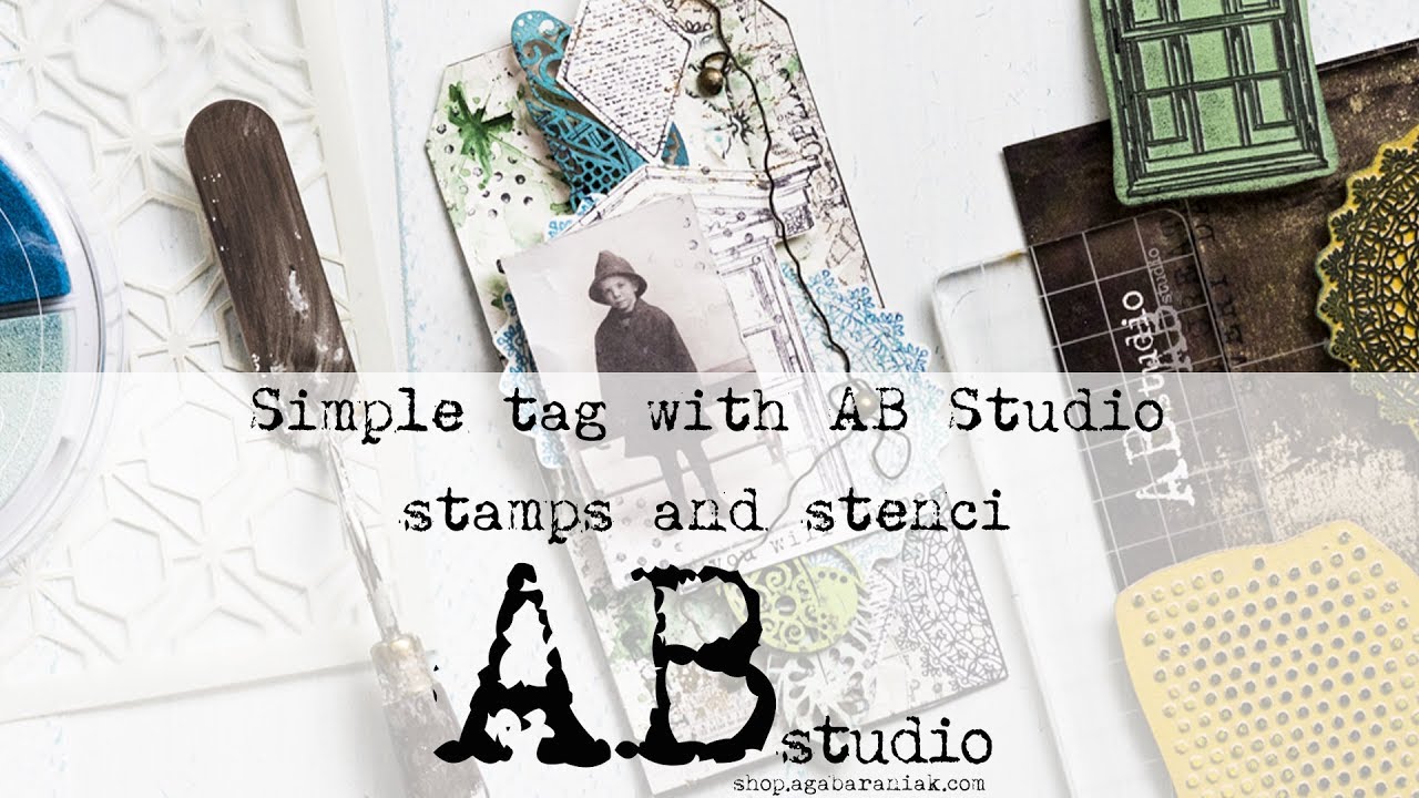 Step by step mixed media tag tutorial with AB Studio products - YouTube