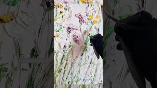 Как рисовать мастихином траву, мелкие цветы и летний пейзаж. Текстурное рисование.#shorts