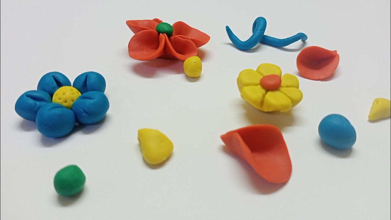 How to make easy clay flower Playdoh model craft tutorial Clay
