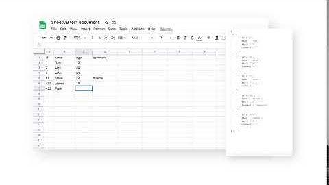 SheetDB Demo - Turn a Google Spreadsheet into a JSON API