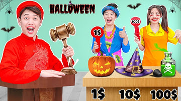 Đấu Giá Halloween Vui Nhộn | 1$ vs 100$: Đại Chiến Mẹ Ghẻ vs Búp Bê | Biệt Đội Tấm Cám | Miu Miu TV