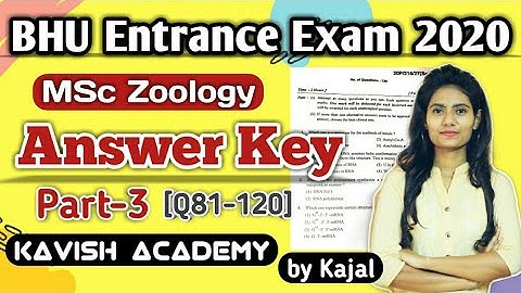 BHU MSc Zoology 2020 Answer Key | BHU PET MSc Zoology 2020 Answer Key | #bhumsczoology2020answerkey