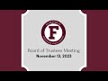 FISD Board of Trustees Meeting November 13, 2023
