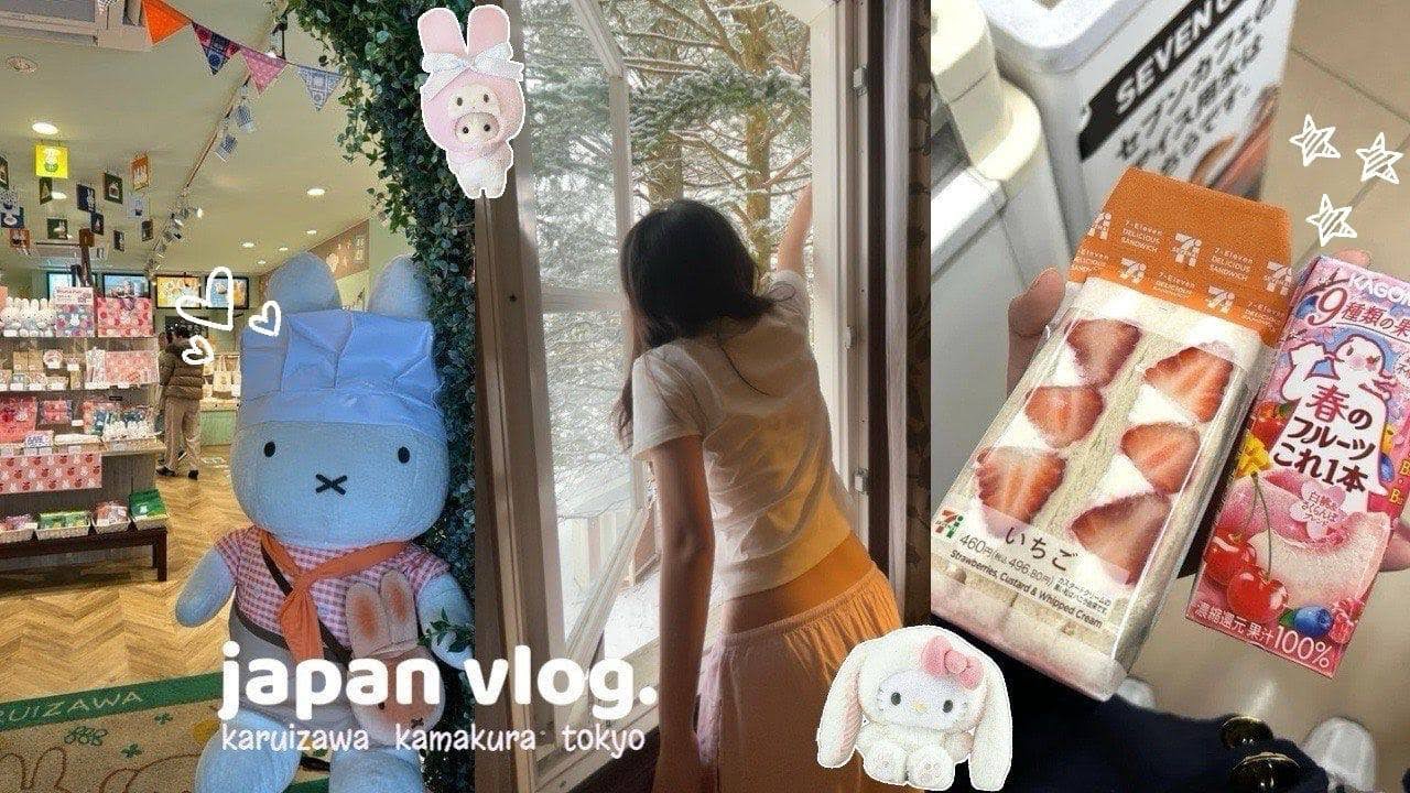 JAPAN VLOG🍡: snowing in march, japan seaside, exploring tokyo, lots of food, shopping, train rides