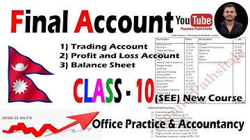 Final Account || Class 10 | Trading account | Profit loss account | balance sheet | New course 2081