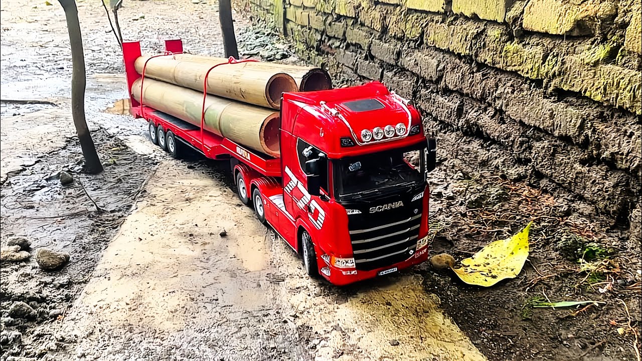 Hari #10 Kirim Material Proyek Rc Truck Trailer Scania Melewati Jalanan Extreme !