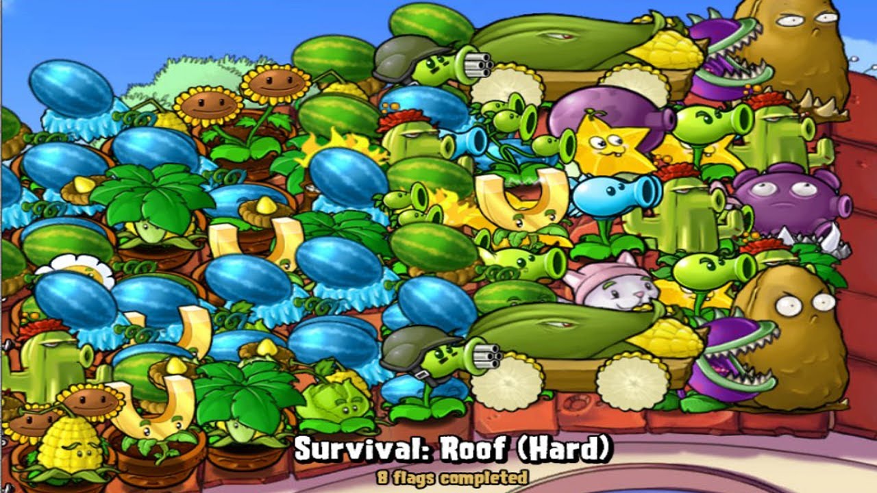 Plants vs Zombies | Survival Roof | All Big Time Plant PvZ vs All ...