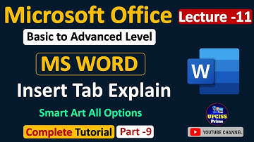 MS Word Tutorial Hindi Part-9 | Microsoft Word Insert Tab Explained | SmartArt Options | Lecture 11