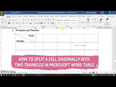 Microsoft वर्ड की तालिका में एक सेल को तिरछे दो त्रिभुजों में कैसे विभाजित करें
