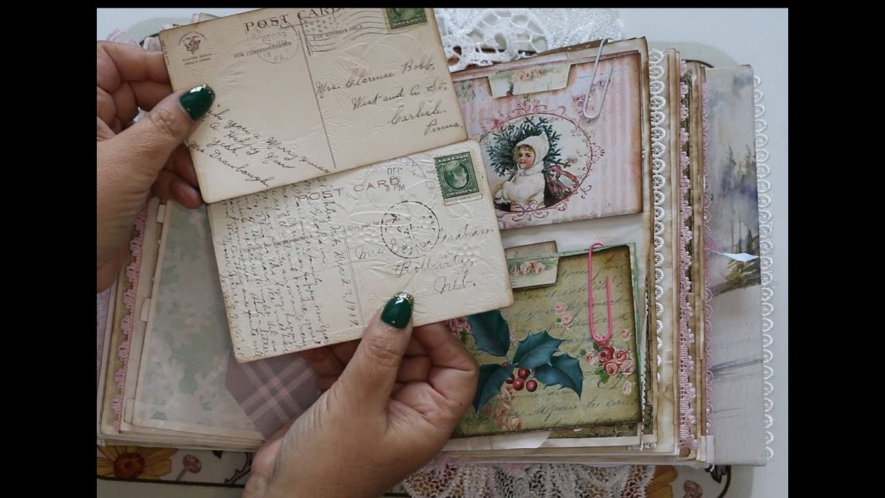 Pink Christmas Journal Flip Through junkjournals journalflipthrough, journalwithme, asmrcrafting