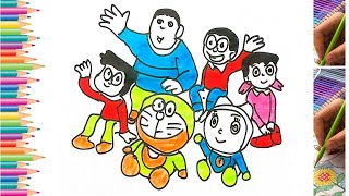 Easy Drawing Doraemon All Characters |Art Doraemon Nobita Shizukz | Easy Doraemon Characters