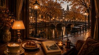 Autumn in Amsterdam 🍂 Cozy Café Ambience & Warm Soft Piano Jazz for Relaxing, Study & Reading screenshot 3