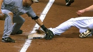 MIA@TB: Johnson steals third base on Longoria's walk